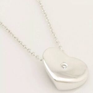 New! Tiffany & Co Silver Heart Pendant Necklace with Diamond